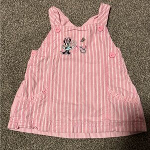 Disney Minnie Mouse Pink Striped Jumper Dress 3-6M Baby Girl Spring Summer